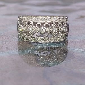 Real Diamond .925 Silver Art Deco Band - HOLD